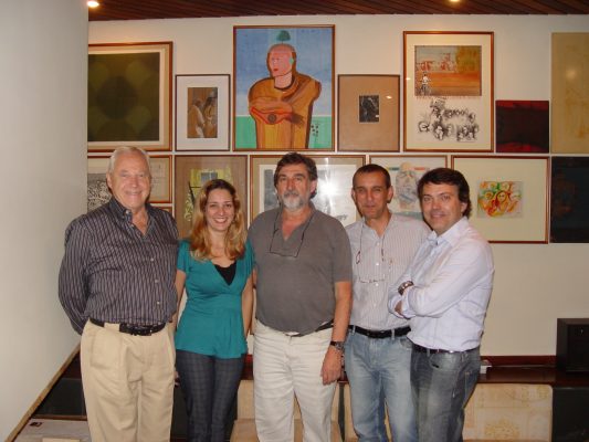 Da esquerda para a direita Nelson Ivan Petzhold, Gisele Leiva, Ivens Fontoura, Geraldo Pougy e Roger Rieger jurados da mostra Novíssimos, 2010.